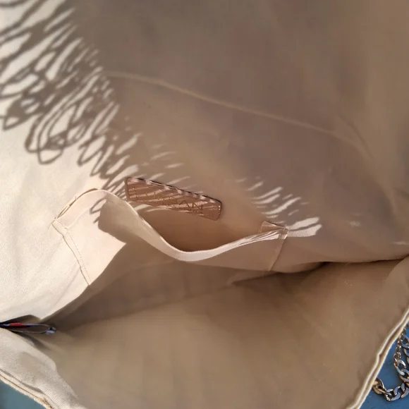 🌴 Urban Expressions Boho Straw Striped Fringe Clutch - Crossbody Cream and Gold - Picture 3 of 9